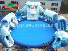 New Quality Bossaball Game Ice World Inflatable Polar Bear Water Park