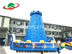Happy Balloon Games Blue Top Climbing Wall  Inflatable Climbing Tower For Sale