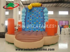 Exciting Inflatable Climbing Wall And Slide Big Blow Up Rock Climbing Wall & Fun Derby Horse Race