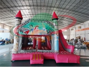 Customized Inflatable Cinderella Jumping Castle With Slide