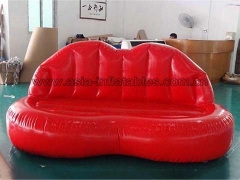 Sofa rouge gonflable fait sur commande de forme de bouche de lèvre pour la partie et jeux de sports interactifs